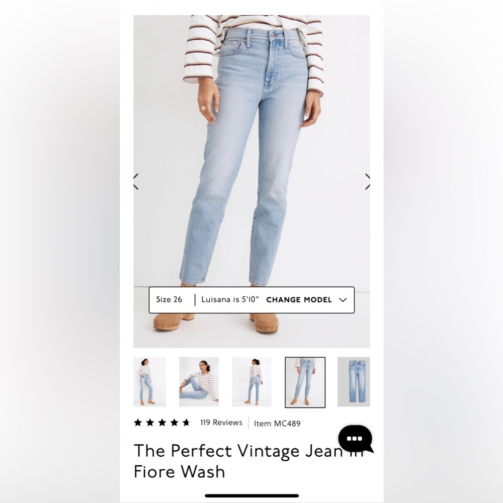 Madewell Perfect Vintage Jeans Size 25 in Fiore Wash